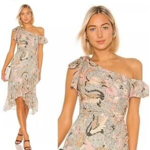 Ulla Johnson Uma Off The Shoulder Floral Midi Wedding Guest Pastel 2 Dress